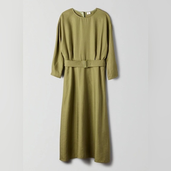Aritzia Wilfred Tavin Belted Linen-Blend Midi/Maxi Dress size Large - Picture 1 of 13